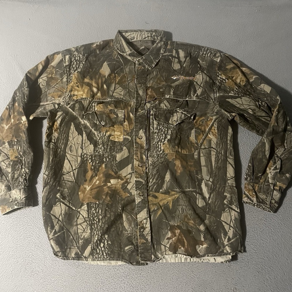 Vintage Whitewater Outdoors Button Up Shirt Realtree Men's XL Vented Long Sleeve